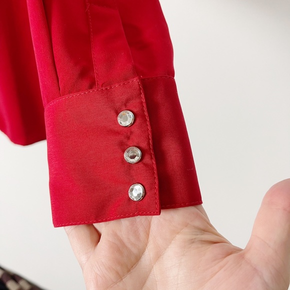 Vintage Red Rhinestone Western Blouse Size… - Picture 5 of 9